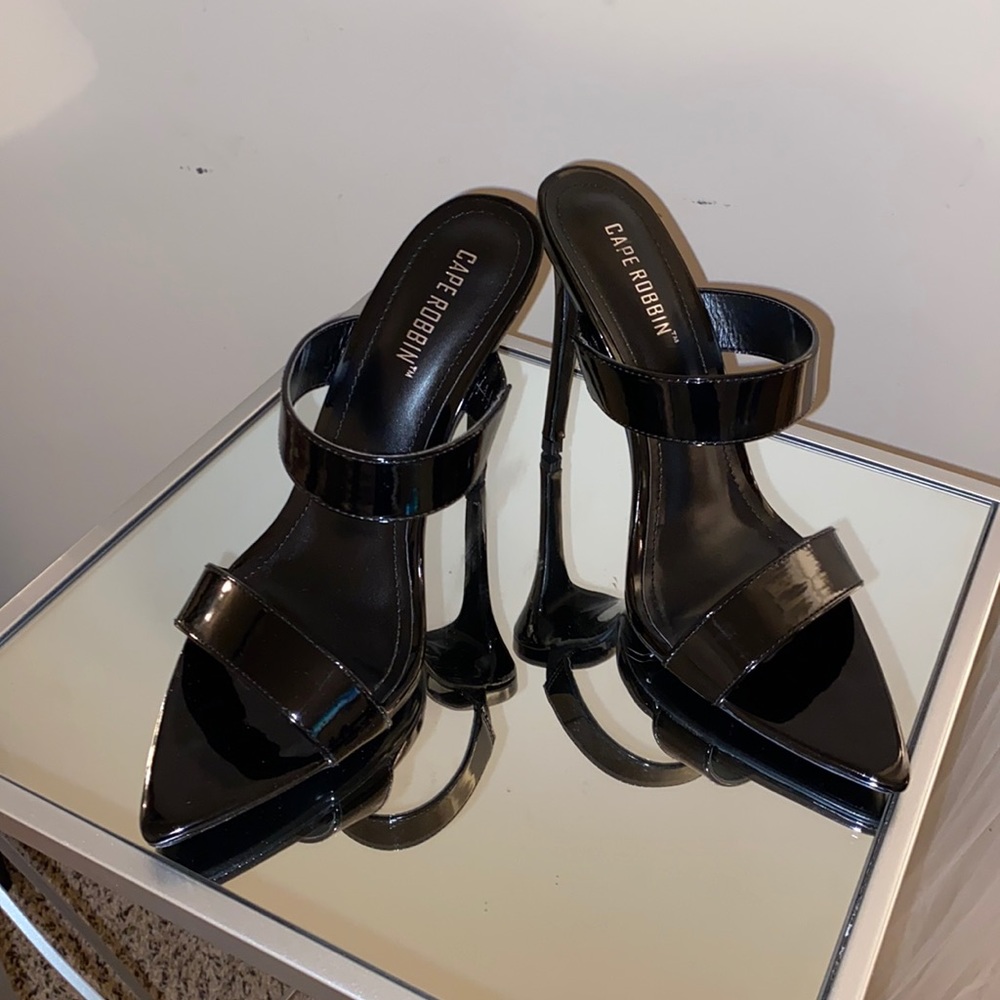 Black Open toe heels